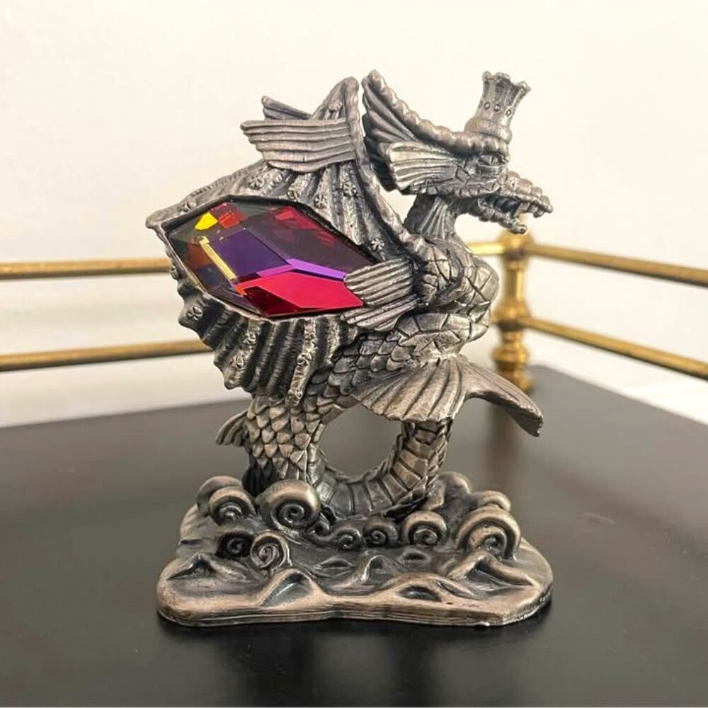 The Dragon of the Deep Tudor Mint Myth Magic Vintage Pewter Jeweled Collectible